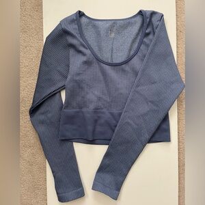 Aerie Blue Ribbed Crop Bodysuit